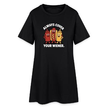 Toujours couvrir les Viennois ! Hot-dog drôle - Robe T-shirt Femme - noir - Devant