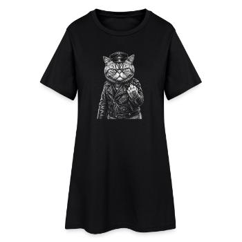 Look de motard grim cat - Robe T-shirt Femme - noir - Devant