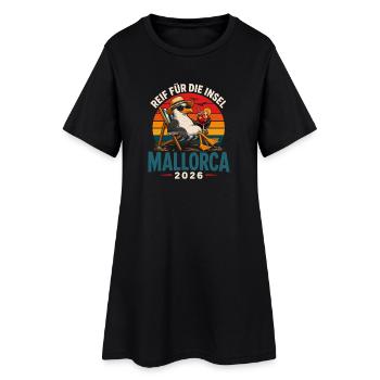 Mallorca 2026 Strandkorb Seemöwe - Frauen T-Shirt-Kleid - Schwarz - Vorne