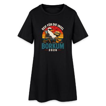 Borkum Insel Relax 2026 - Frauen T-Shirt-Kleid - Schwarz - Vorne