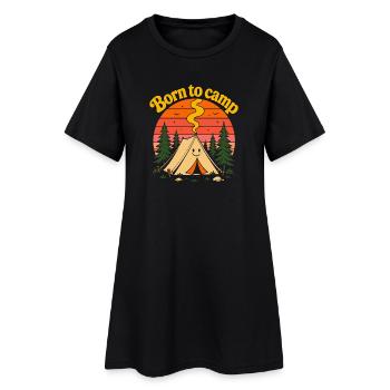 Né dans la tente mignonne du coucher de soleil rétro des années 70 - Robe T-shirt Femme - noir - Devant