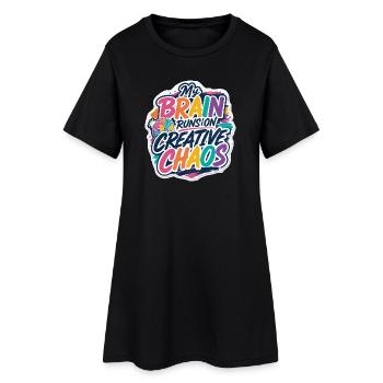 Mon cerveau fonctionne sur le chaos créatif - Robe T-shirt Femme - noir - Devant