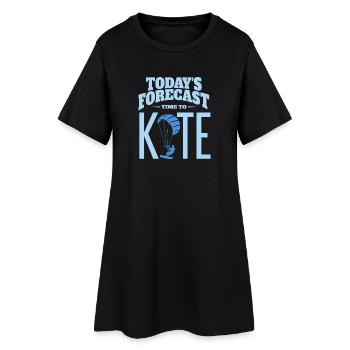 Prévisions du jour : Il est temps de kiter | Conception du kitesurf - Robe T-shirt Femme - noir - Devant