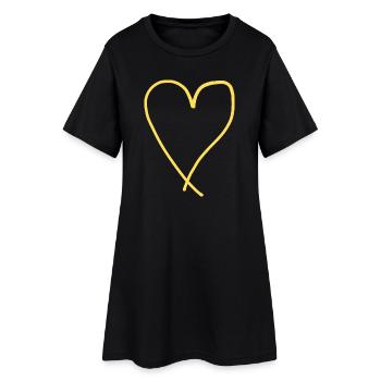 Yellow Heart Yellow Gift Idea Love Valentine's Day - Women’s T-Shirt Dress - black - Front