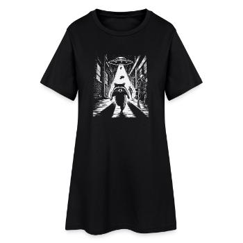 Fusée des Gardiens du raton laveur OVNI sous un lampadaire - Robe T-shirt Femme - noir - Devant