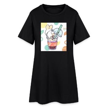 Bubble Tea Boba Drôle de Lapin mignon - Robe T-shirt Femme - noir - Devant