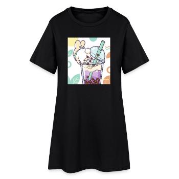 Bubble Tea Boba Drôle de Lapin mignon - Robe T-shirt Femme - noir - Devant