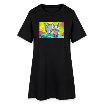 Bubble Tea Boba Drôle de Lapin mignon - Robe T-shirt Femme - noir - Devant