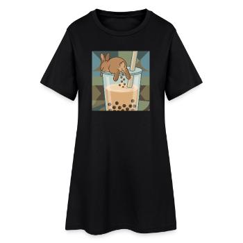 Bubble Tea Boba Drôle de Lapin mignon - Robe T-shirt Femme - noir - Devant
