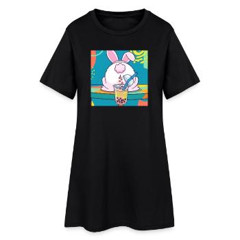 Bubble Tea Boba Drôle de Lapin mignon - Robe T-shirt Femme - noir - Devant