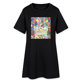 Bubble Tea Boba Drôle de Lapin mignon - Robe T-shirt Femme - noir - Devant