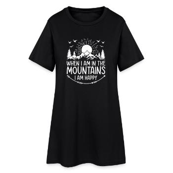 Quand je suis à la montagne, je suis heureuse - En plein air Bonjour - Robe T-shirt Femme - noir - Devant
