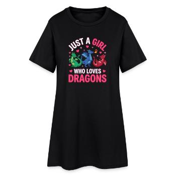 Nur ein drachenliebendes Mädchen - Frauen T-Shirt-Kleid - Schwarz - Vorne