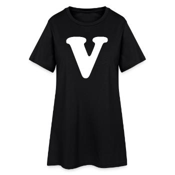 Gros imprimé en V | Lettre V | V Logo - Robe T-shirt Femme - noir - Devant