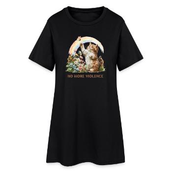 « Plus de violence » Rainbow Kitten & Butterfly - Robe T-shirt Femme - noir - Devant