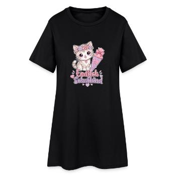 Endlich Schulkind Katze Schultüte - Frauen T-Shirt-Kleid - Schwarz - Vorne