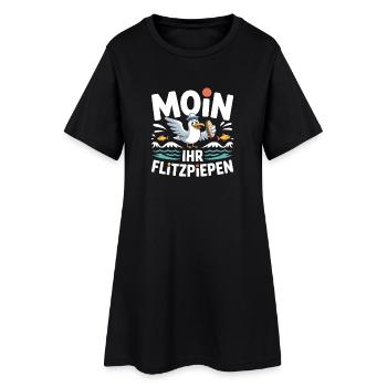 Moin Ihr Flitzpiepen Norddeutsch Hamburg Büro Moin - Frauen T-Shirt-Kleid - Schwarz - Vorne