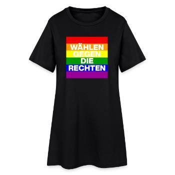 WÄHLEN GEGEN DIE RECHTEN, DEMOKRATIE, NO NZS - Frauen T-Shirt-Kleid - Schwarz - Vorne