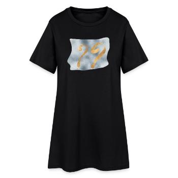 Points d’interrogation dorés sur fond bleu - Robe T-shirt Femme - noir - Devant