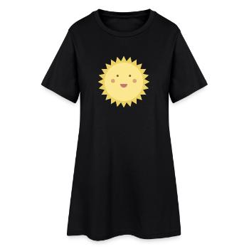 Soleil souriant - Robe T-shirt Femme - noir - Devant