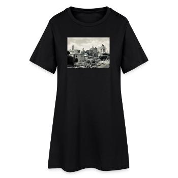 Rome sépia : Colisée et place - Robe T-shirt Femme - noir - Devant