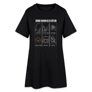 Gründe warum ich zu spät bin Lustiges Angler Motiv - Frauen T-Shirt-Kleid - Schwarz - Vorne