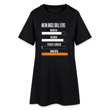 Mein Angel Skill Level Lustiges Angler Motiv mit - Frauen T-Shirt-Kleid - Schwarz - Vorne