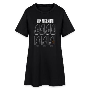Mein Wochenplan Lustiges Angler Motiv Angeln mit - Frauen T-Shirt-Kleid - Schwarz - Vorne