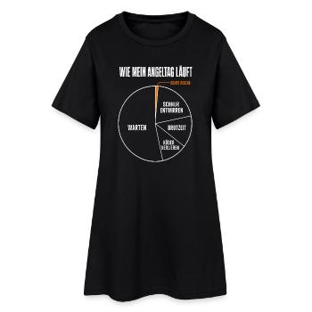 Wie mein Angeltag läuft Lustiges Angler Motiv mit - Frauen T-Shirt-Kleid - Schwarz - Vorne