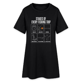 Étapes de chaque sortie de pêche : motif drôle de pêcheur - Robe T-shirt Femme - noir - Devant