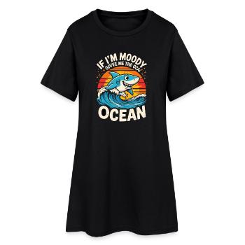 SI JE SUIS LUNATIQUE, DONNE-MOI L’OCÉAN Drôle de requin Océan - Robe T-shirt Femme - noir - Devant