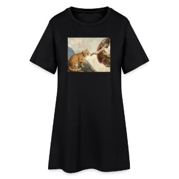 Chat gifle la main de Dieu Mème des chats drôles - Robe T-shirt Femme - noir - Devant