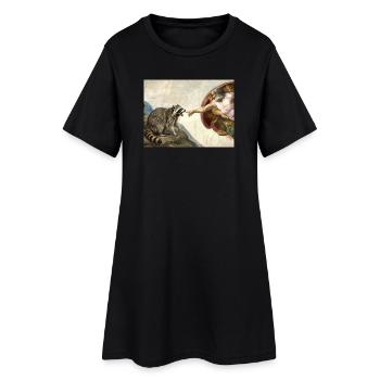 Mème raton laveur battant la main de Dieu - Robe T-shirt Femme - noir - Devant