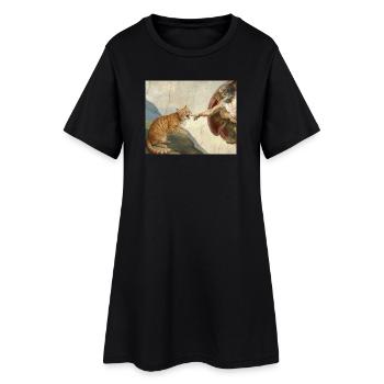 Chat gifle la main de Dieu Mème des chats drôles - Robe T-shirt Femme - noir - Devant