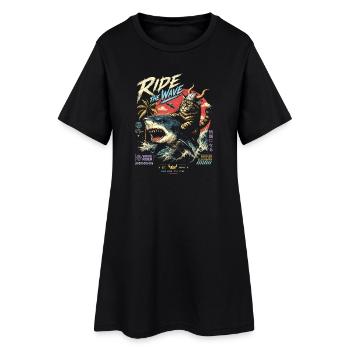 Rider of the Tide Cat - Women’s T-Shirt Dress - black - Front