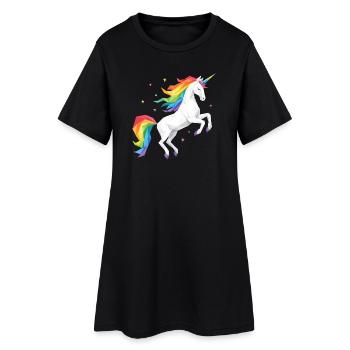 Licorne arc-en-ciel géométrique - Robe T-shirt Femme - noir - Devant
