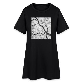 Monochrome Tree Branches Graphic - Women’s T-Shirt Dress - black - Front