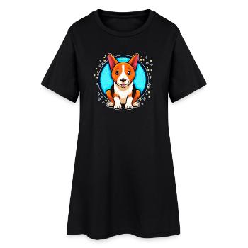 Basenji Dog (portrait comique) - Robe T-shirt Femme - noir - Devant