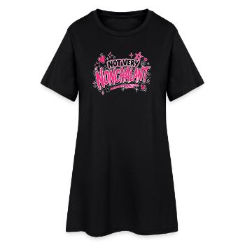 Not Very Nonchalant Neon Pink Script - Women’s T-Shirt Dress - black - Front