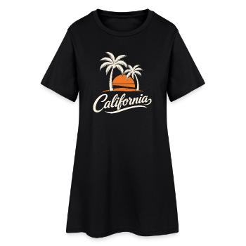 Palmiers et Coucher Californien - Robe T-shirt Femme - noir - Devant