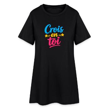 Crois en toi  - Robe T-shirt Femme - noir - Devant