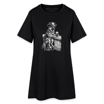 Chien de cowboy Bière Drôle de chien de berger - Robe T-shirt Femme - noir - Devant