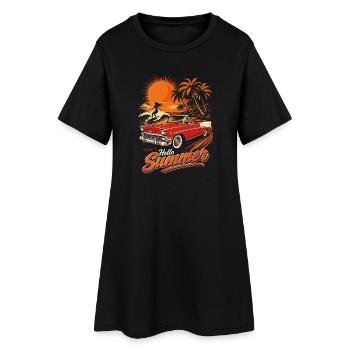 Été Vintage Cabriolet et Surf - Robe T-shirt Femme - noir - Devant