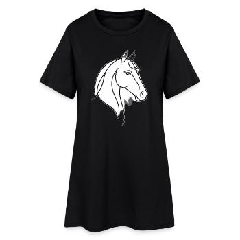 cheval dessiné au trait - Robe T-shirt Femme - noir - Devant