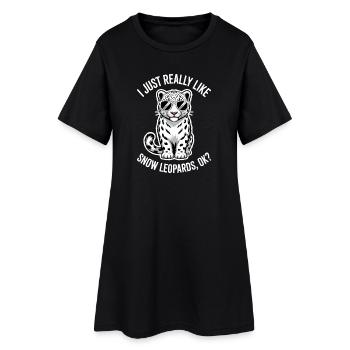 Dictions du léopard des neiges Cadeau mignon du léopard des neiges - Robe T-shirt Femme - noir - Devant