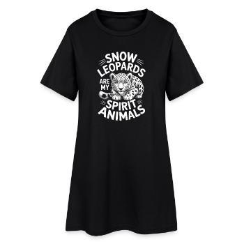 Dictions du léopard des neiges Cadeau mignon du léopard des neiges - Robe T-shirt Femme - noir - Devant