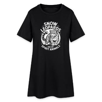 Dictions du léopard des neiges Cadeau mignon du léopard des neiges - Robe T-shirt Femme - noir - Devant