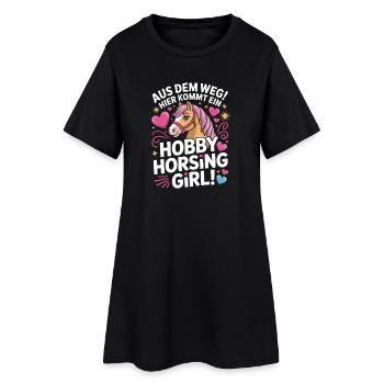 Hobby Horsing Girl Steckenpferd Pony Reiten Pferde - Frauen T-Shirt-Kleid - Schwarz - Vorne