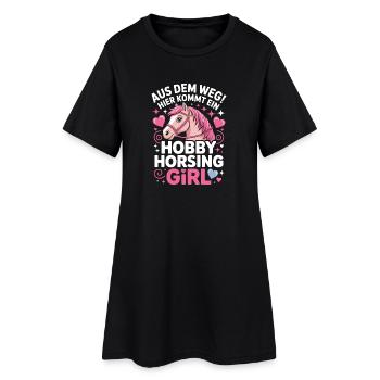 Hobby Horsing Girl Steckenpferd Pony Reiten Pferde - Frauen T-Shirt-Kleid - Schwarz - Vorne