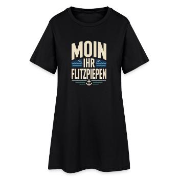 Moin Ihr Flitzpiepen Norddeutsch Hamburg Büro Moin - Frauen T-Shirt-Kleid - Schwarz - Vorne